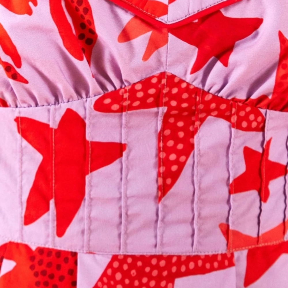 Farm Rio Lobster Midi Dress NWT Red and Pink Print Women's Dress XS - Picture 3 of 5